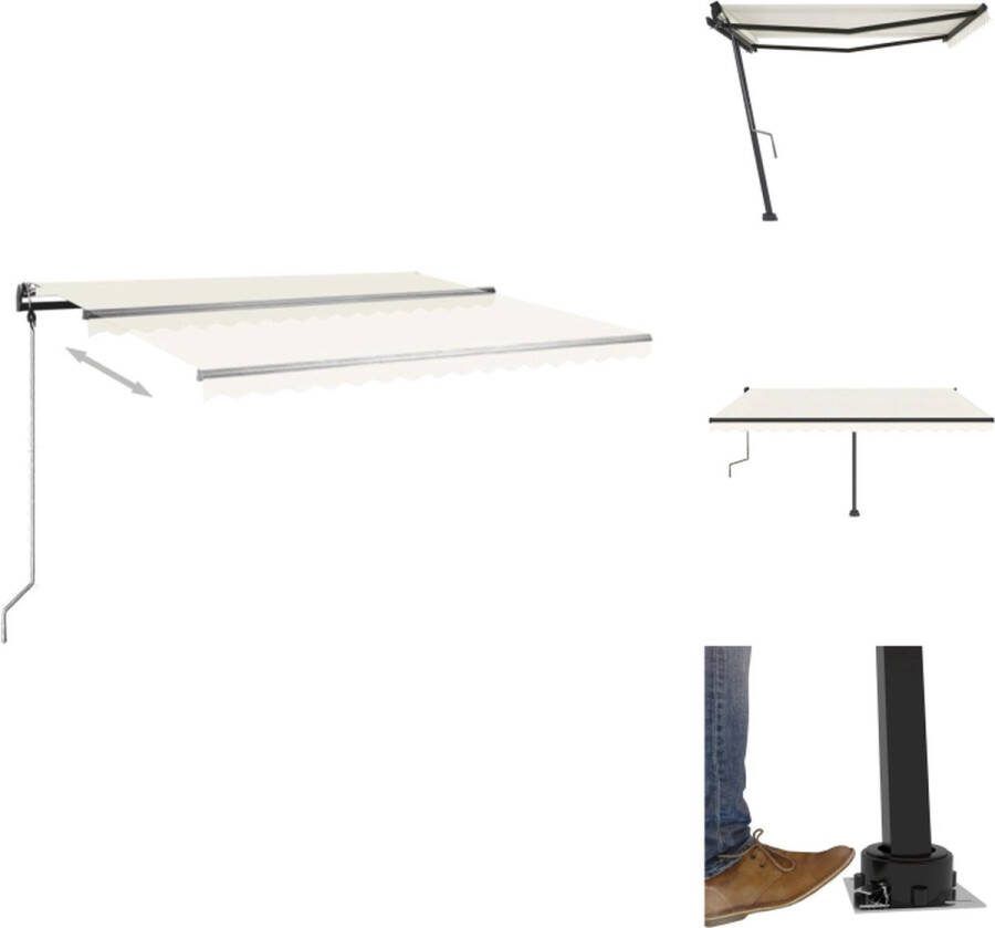 VidaXL Luifel Uitschuifbaar 450 x 350 cm Crème Gepoedercoat aluminium Vensterzonwering