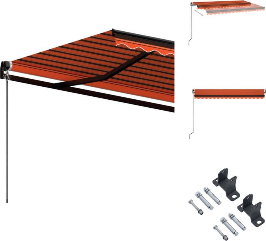 VidaXL Luifel Uitschuifbaar Polyester 400x350 cm Oranje Bruin Vensterzonwering