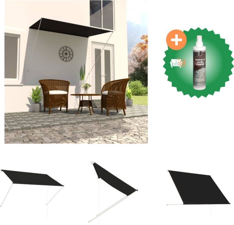 VidaXL Luifel uittrekbaar 200x150 cm antraciet Vensterzonwering Inclusief Reiniger