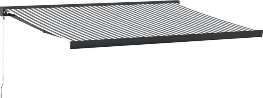 VidaXL Luifel uittrekbaar 4 5x3 m stof en aluminium antraciet en wit