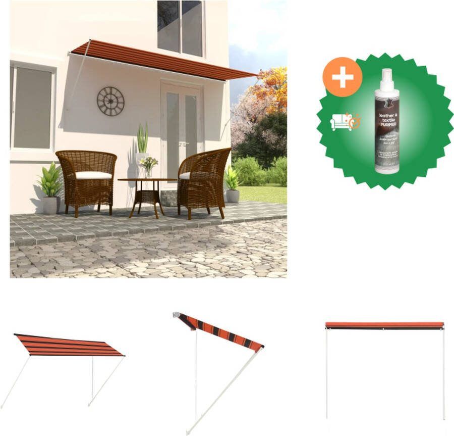 VidaXL Luifel uittrekbaar 400x150 cm oranje en bruin Vensterzonwering Inclusief Reiniger