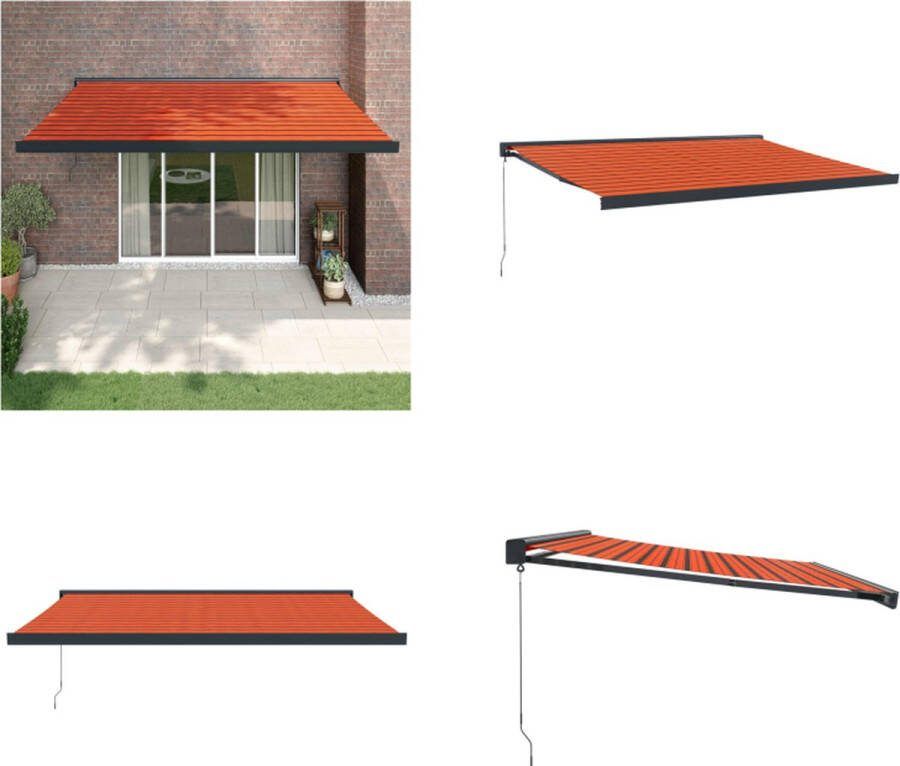VidaXL Luifel uittrekbaar 4x3 m stof en aluminium oranje en bruin Luifel Luifels Intrekbare Luifel Zonwering
