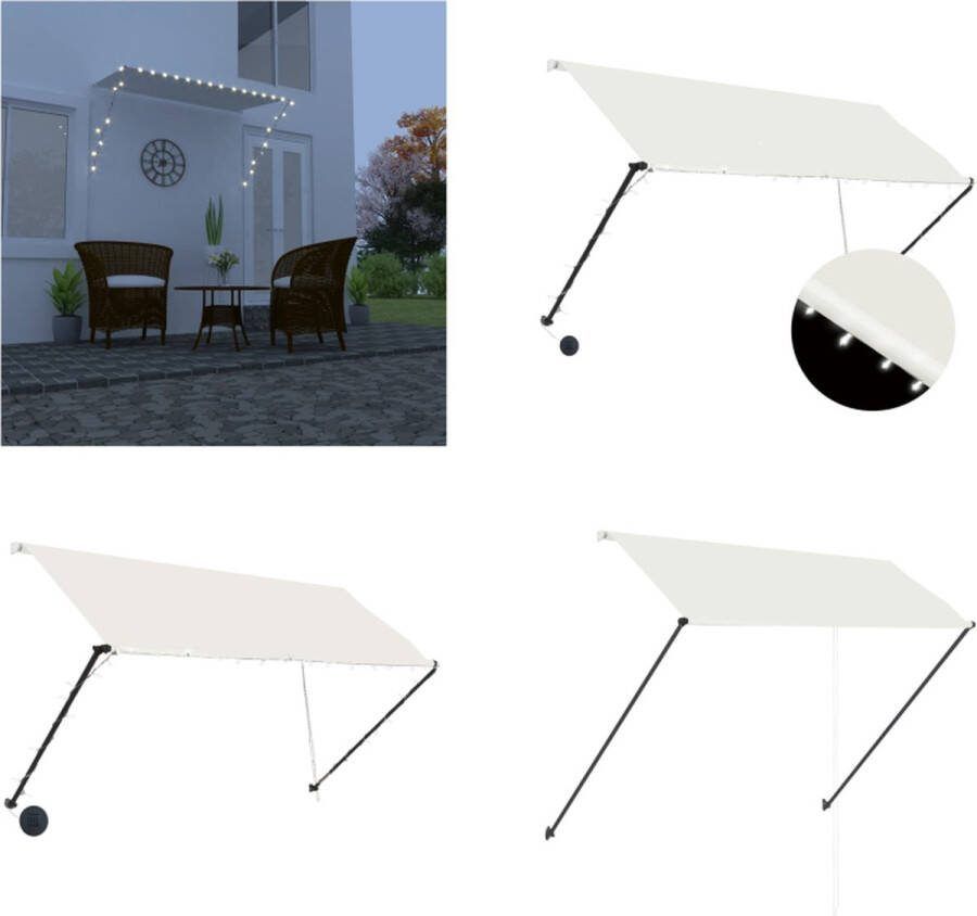 VidaXL Luifel uittrekbaar met LED 250x150 cm crème Luifel Luifels Buitenluifel Buitenluifels