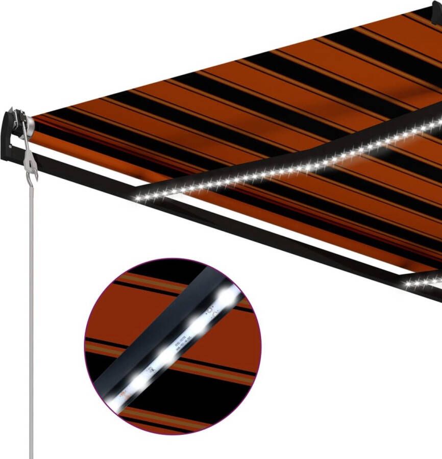 VidaXL -Luifel-uittrekbaar-met-windsensor-LED-350x250-cm-oranje-bruin