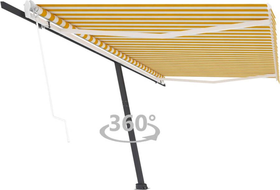 VidaXL -Luifel-vrijstaand-automatisch-500x350-cm-geel-en-wit