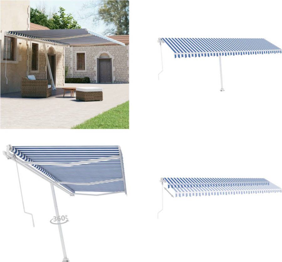 VidaXL Luifel vrijstaand automatisch 600x300 cm blauw en wit Uitschuifbare Luifel Uitschuifbare Luifels Uittrekbare Luifel Uittrekbare Luifels