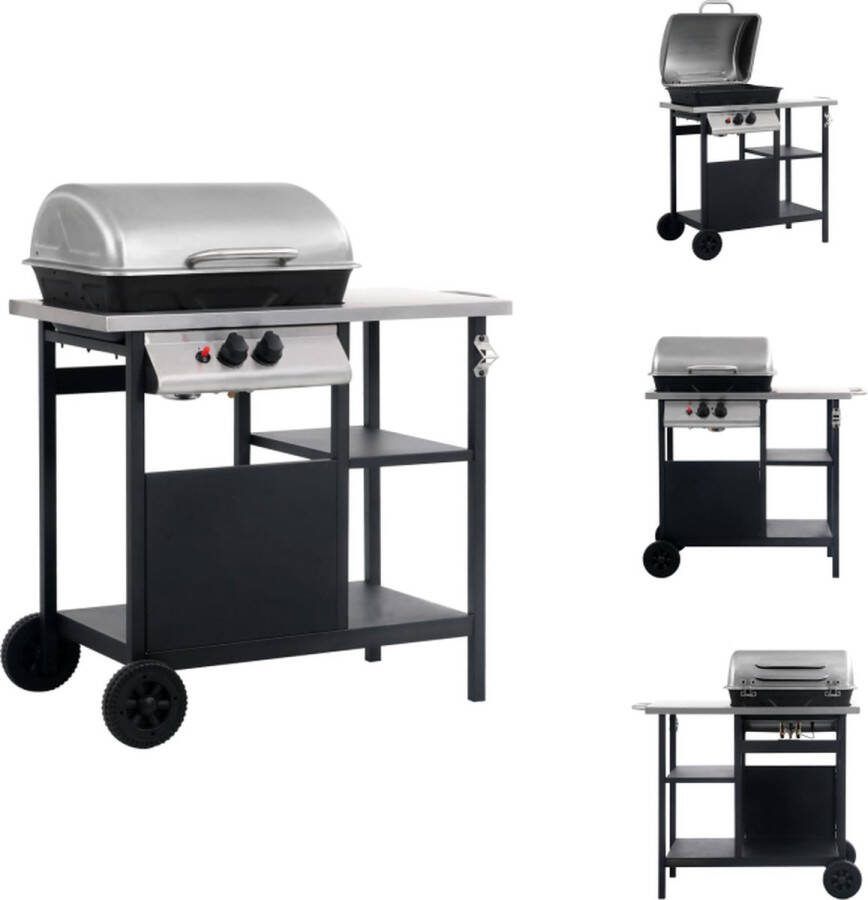 VidaXL Luxe BBQ Gasbarbecue Gepoedercoat staal en roestvrij staal 92 x 53 x 96 cm 3-laags zijtafeltje Barbecue