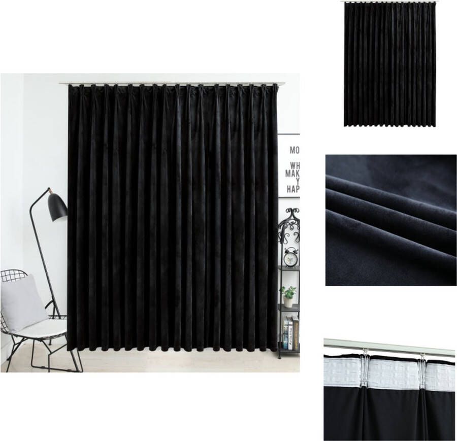 VidaXL Luxe Fluwelen Gordijn 290 x 245 cm Zwart 100% Polyester Gordijn