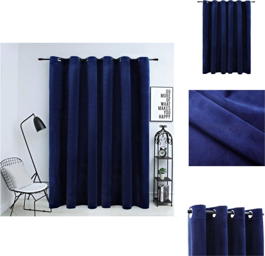 VidaXL Luxe Fluwelen Gordijn Donkerblauw 290 x 245 cm Met Metalen Ringen Gordijn