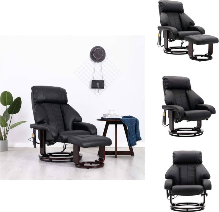 VidaXL Luxe verstelbare kunstleren massagestoel zwart 82x77x110cm met 8 massagepunten Fauteuil