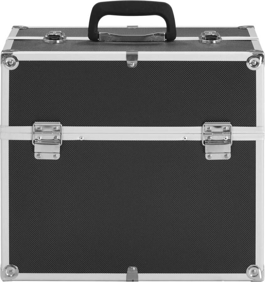 VidaXL -Make-up-koffer-37x24x35-cm-aluminium-zwart