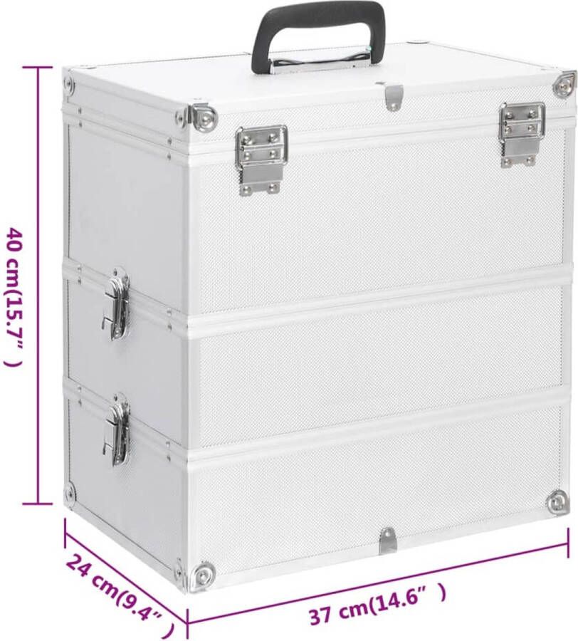 VidaXL -Make-up-koffer-37x24x40-cm-aluminium-zilverkleurig