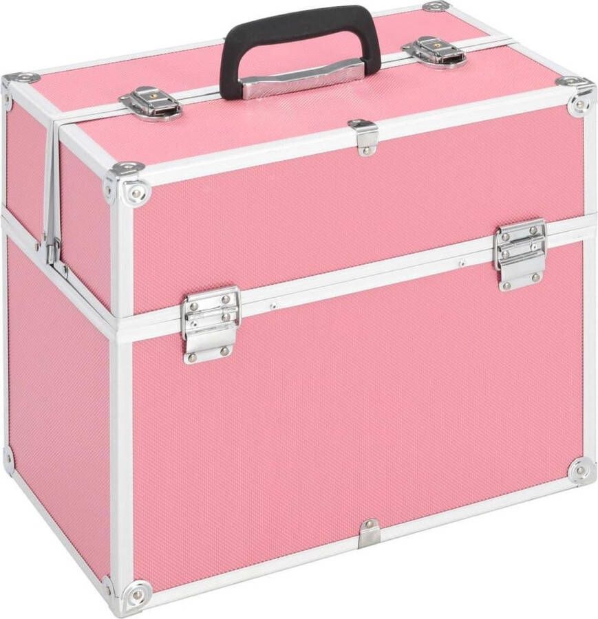 VidaXL -Make-up-koffer-37x24x35-cm-aluminium-roze