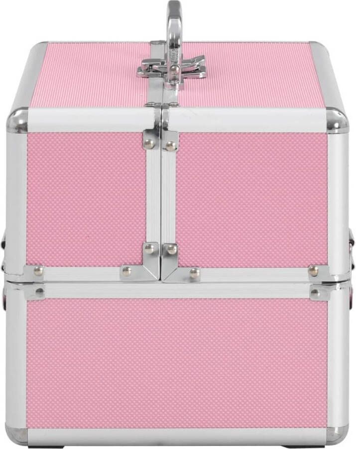 VidaXL Make-up koffer roze 22 x 30 x 21 cm (LxBxH) ABS Aluminium Hout