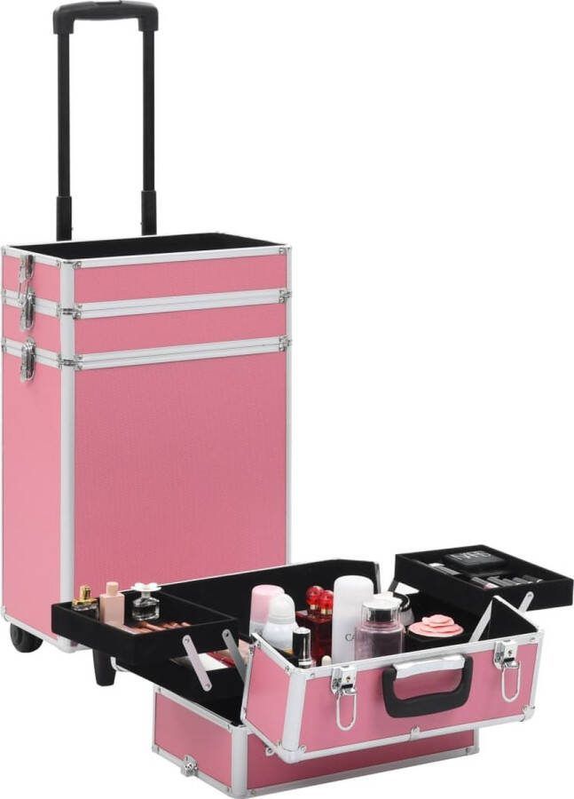 VidaXL -Make-up-trolley-aluminium-roze