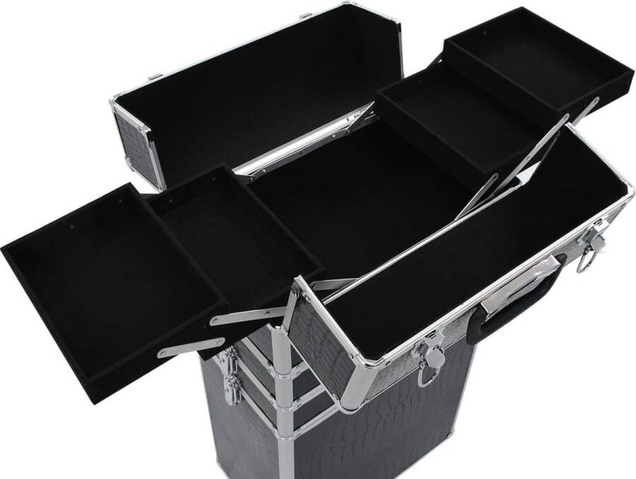 VidaXL -Make-up-trolley-aluminium-zwart-met-krokodillenpatroon