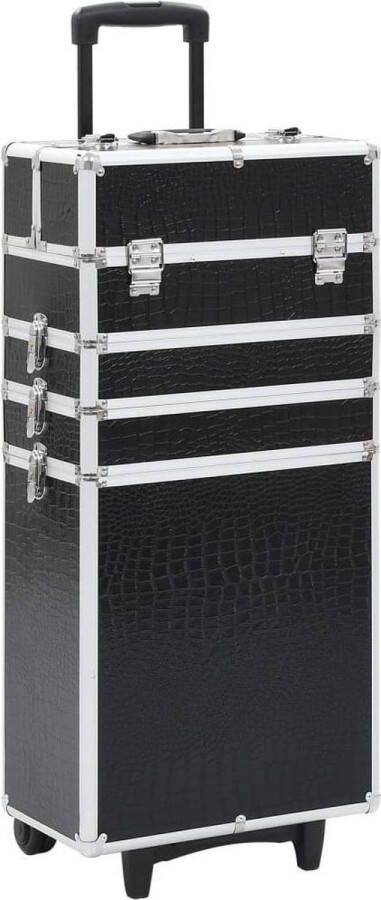 VidaXL -Make-up-trolley-aluminium-zwart-met-krokodillenpatroon