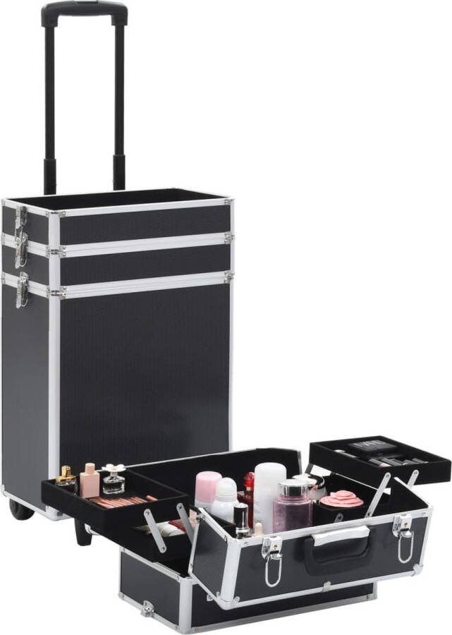 VidaXL Make-up Trolley Houten Beauty Organizer 37x22x78cm Zwart