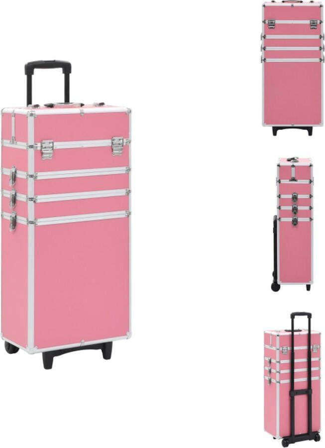 VidaXL Make-up trolley Houten beautycase 37x22x78cm Roze
