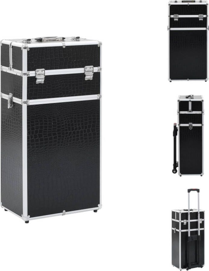 VidaXL Make-up Trolley Houten Beautycase 37x24x74 cm Zwart