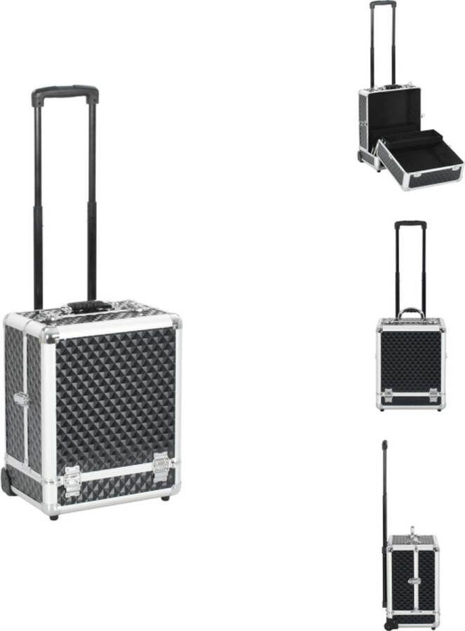VidaXL Make-up trolley zwart 35 x 29 x 45 cm hout ABS aluminium