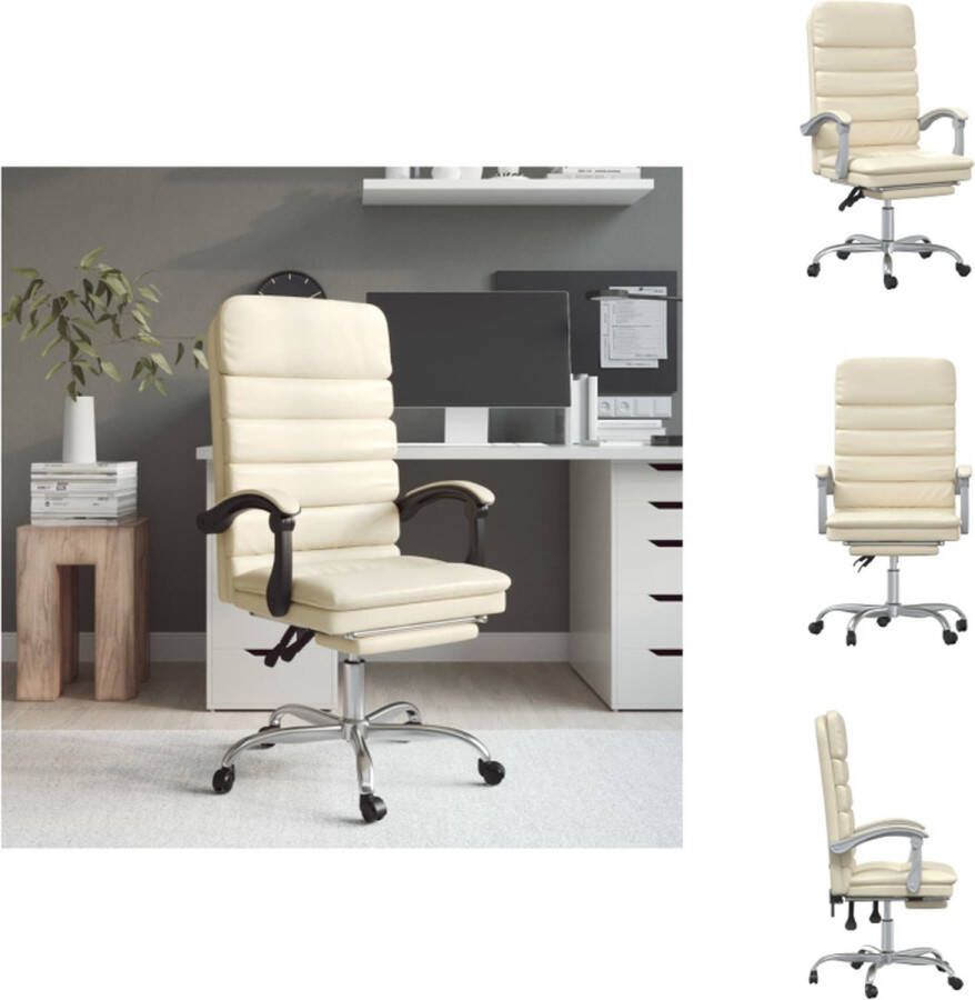 VidaXL Massage bureaustoel verstelbaar kunstleer crème 63x56x(110.5-120)cm Bureaustoel