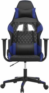 VidaXL Massage gamestoel kunstleer zwart en blauw