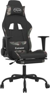 VidaXL Massage gamestoel met voetensteun stof zwart en camouflage