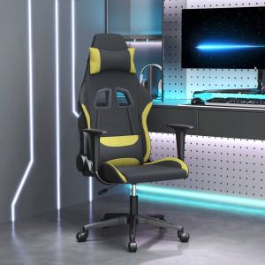 VidaXL Massage gamestoel stof zwart en lichtgroen