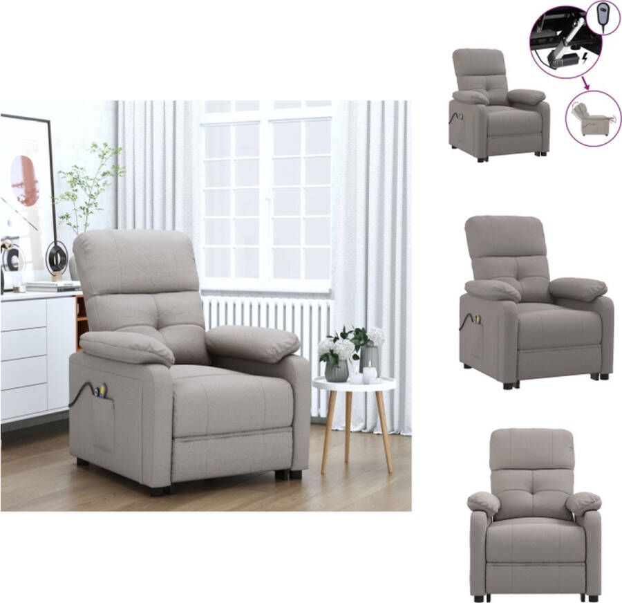 VidaXL Massagefauteuil Elektrisch verstelbaar Massagefunctie Comfortabele zit Stevig en stabiel Taupe stof Afmetingen- 73 x 90 x 100 cm Draagvermogen- 110 kg 6 massageprogrammas Montage vereist Fauteuil