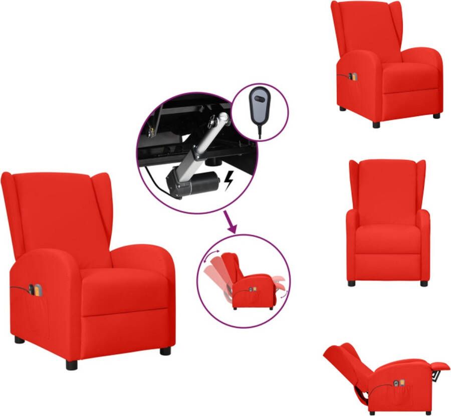 VidaXL Massagefauteuil Elektrisch verstelbaar Vibratie warmte Kunstleer Rood 66x94x98.5 cm Fauteuil