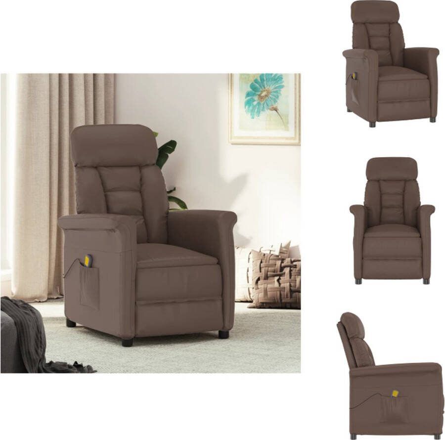 VidaXL Massagefauteuil Verstelbaar 6-punts trillingsmassage Kunstleer Bruin 70.5 x 96.5 x 95 cm Fauteuil