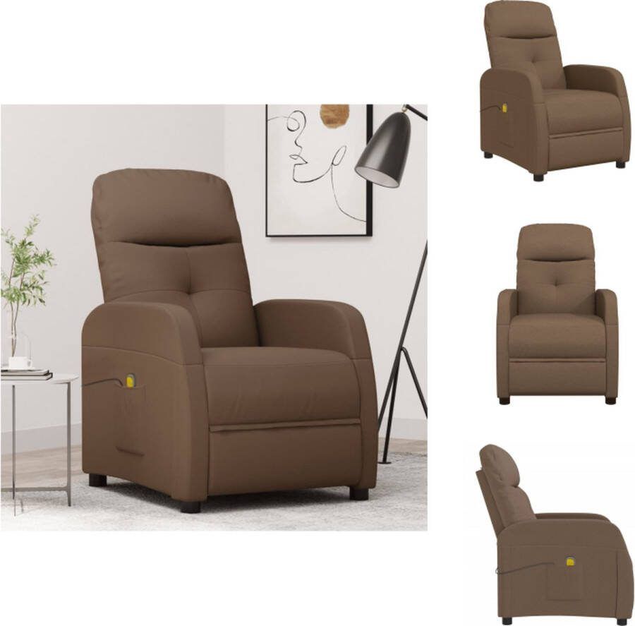 VidaXL Massagefauteuil Verstelbaar 6-punts vibratiemassage Bruin 63.5x97-144.5x85-104.5cm Fauteuil