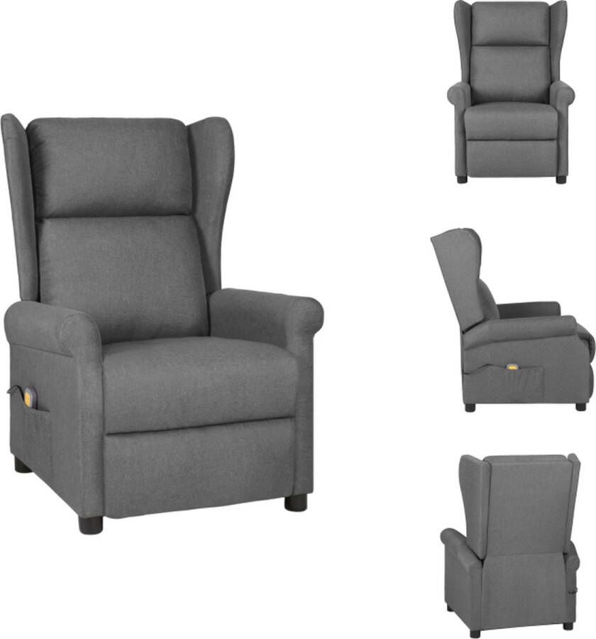 VidaXL Massagefauteuil Verstelbaar Massage en verwarming Lichtgrijs Fauteuil