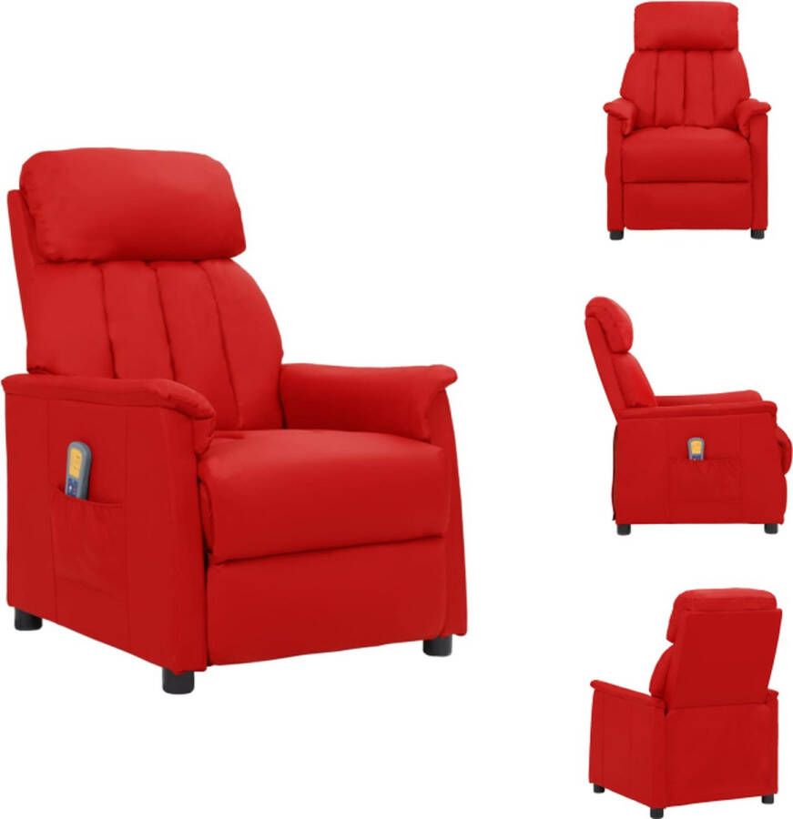 VidaXL Massagefauteuil Verstelbaar Massagefunctie Kunstleer Wijnrood 73x92x102.5 cm Fauteuil