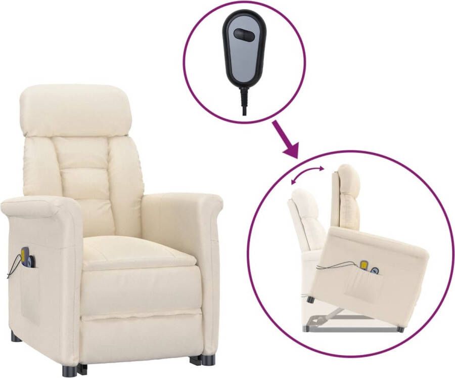 VidaXL Massagestoel elektrisch verstelbaar microvezel beige