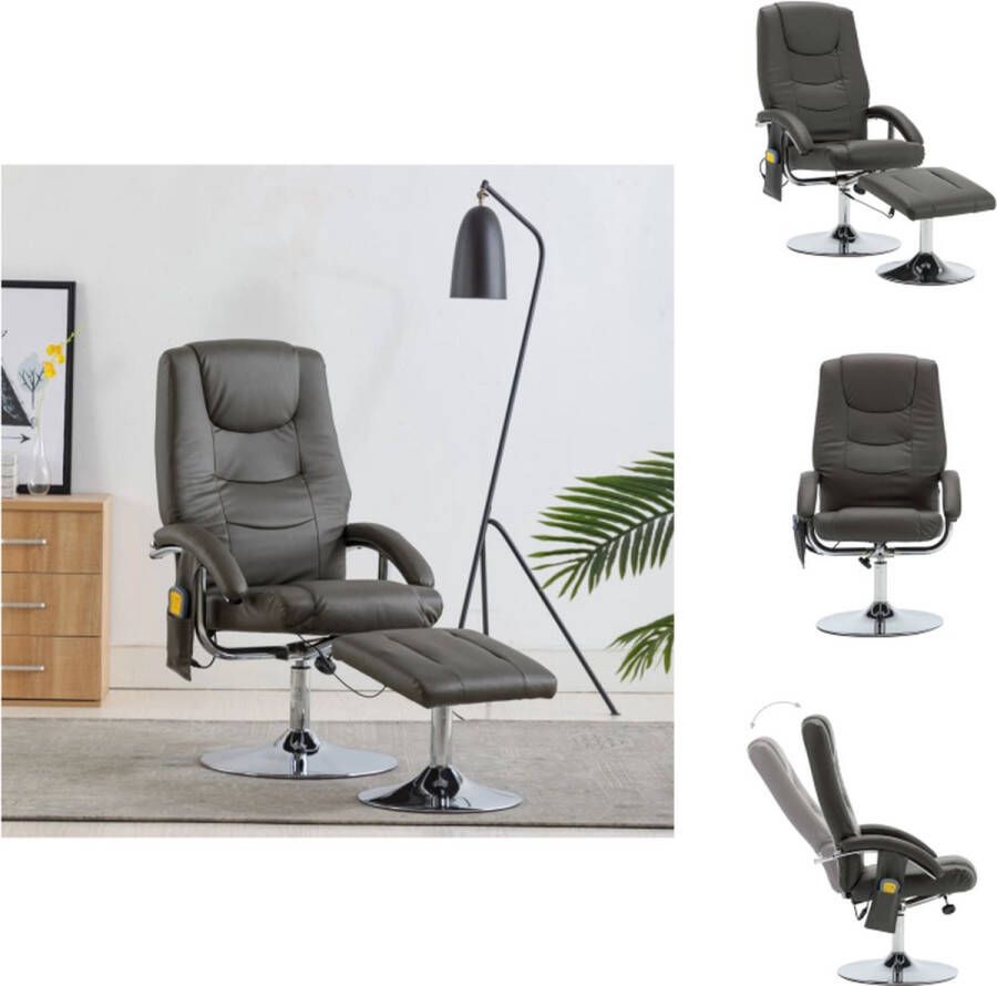 VidaXL Massagestoel Grijs Kunstleer 60.5 x 72.5 x 104.5 cm Verstelbaar Fauteuil