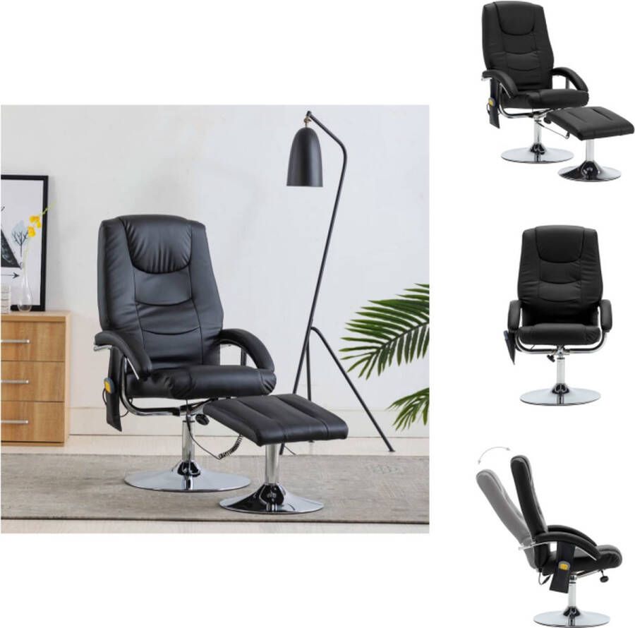 VidaXL Massagestoel Zwart Verstelbaar Massagefunctie Inclusief voetenbank Kunstleer 60.5 x 72.5 x 104.5 cm Fauteuil