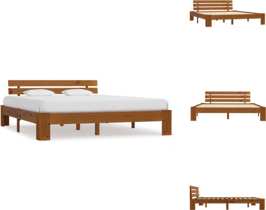 VidaXL Massief Grenen Bedframe 160x200 cm Honingbruin Bed