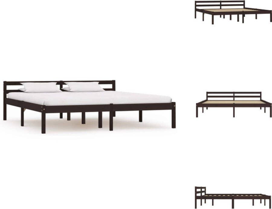 VidaXL Massief Grenenhouten Bedframe 160 x 200 cm Donkerbruin Bed