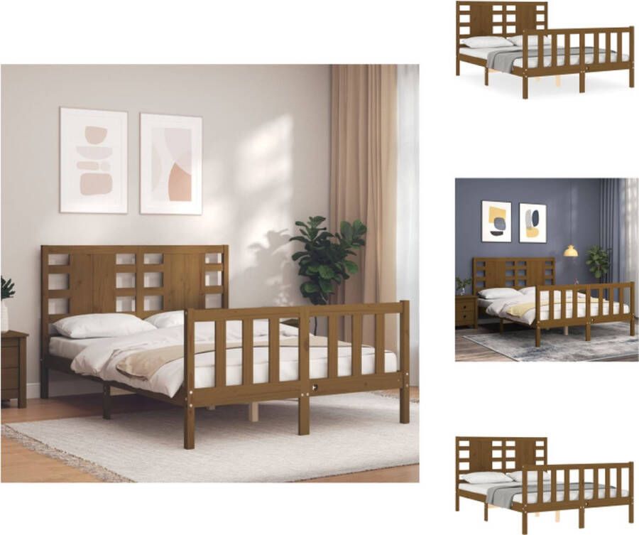 VidaXL Massief grenenhouten bedframe 195.5 x 125.5 x 100 cm Multiplex lattenbodem Bed