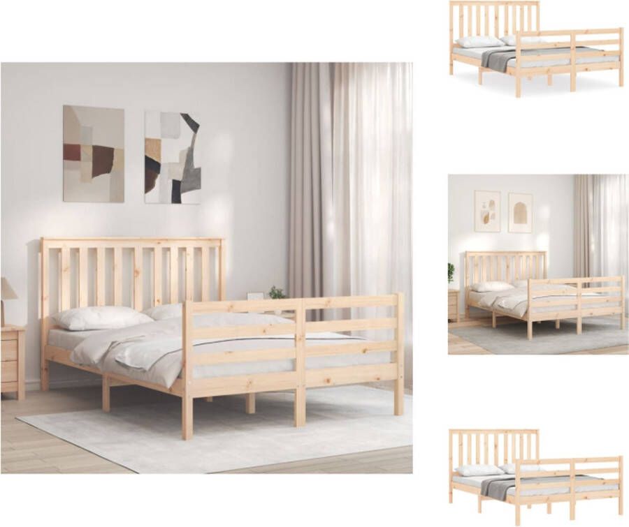 VidaXL Massief grenenhouten bedframe 195.5 x 125.5 x 101 cm Multiplex lattenbodem Bed