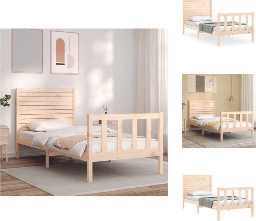 VidaXL Massief Grenenhouten Bedframe 195.5 x 95.5 x 100 cm Multiplex lattenbodem Bed