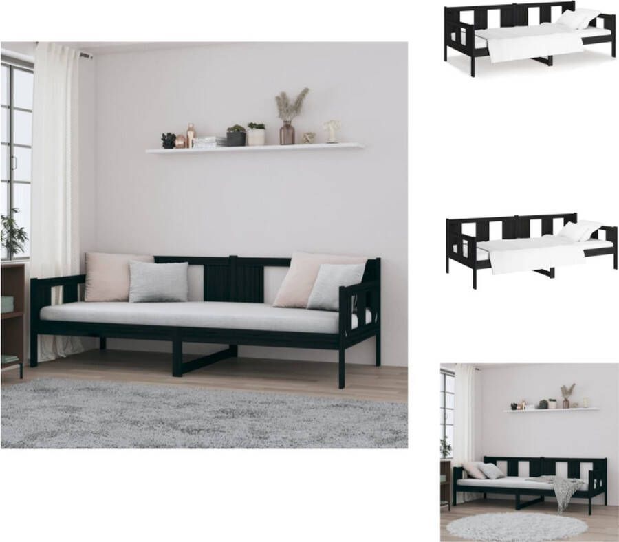 VidaXL Massief grenenhouten bedframe 203.5 x 86 x 69.5 cm zwart Bed