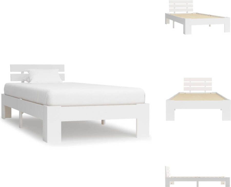VidaXL Massief Grenenhouten Bedframe Wit 213 x 95 x 66 cm Geschikt voor matras van 90 x 200 cm Bed