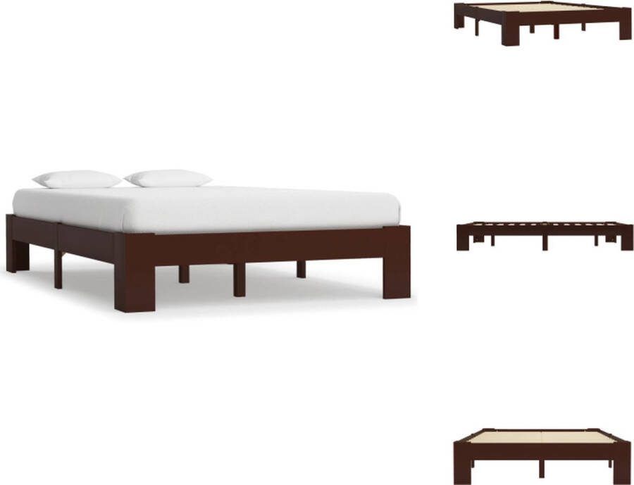 VidaXL Massief Houten Bedframe 213x145x30 cm donkerbruin Bed
