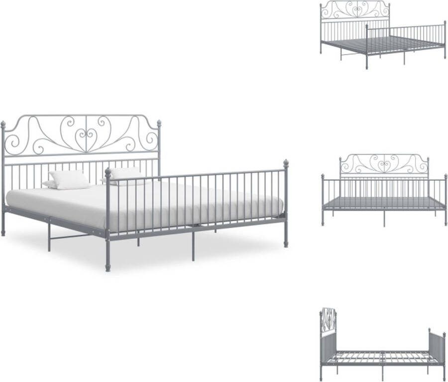 VidaXL Metalen Bedframe 206 x 204 x 131 cm Grijs Montage vereist Bed