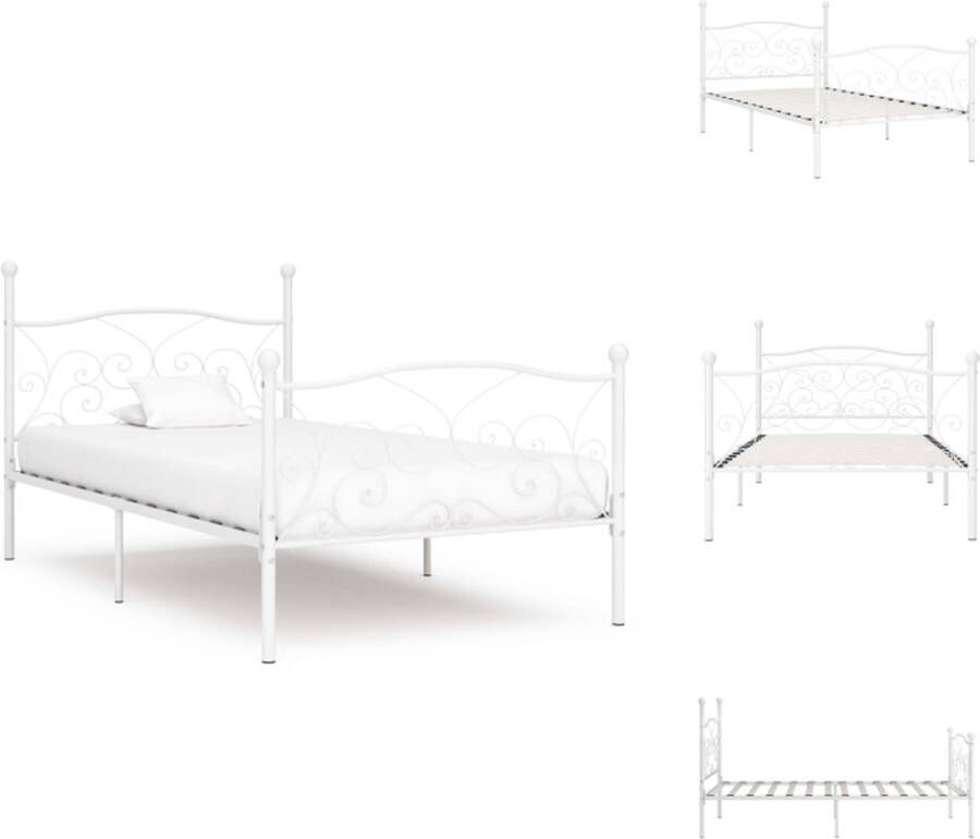 VidaXL Metalen Bedframe Classic Eenpersoonsbed 100x200 cm Wit Bed