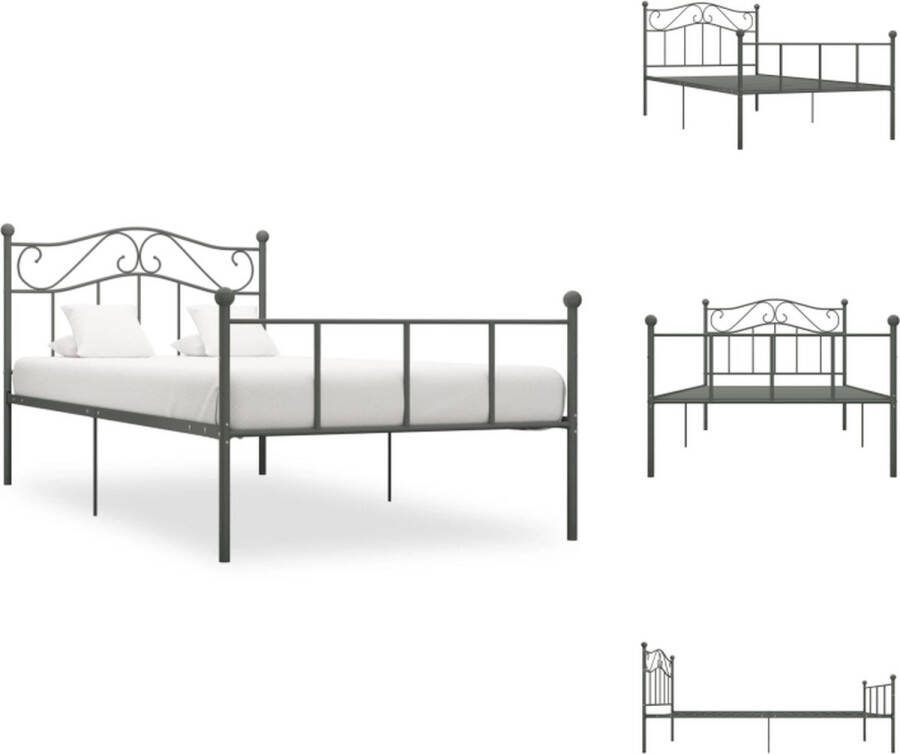 VidaXL Metalen Bedframe Grijs 208 x 107.5 x 95 cm Geschikt voor Matras 100 x 200 cm Bed