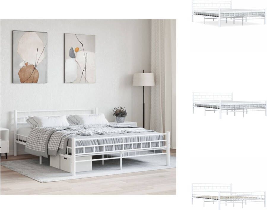 VidaXL Metalen Bedframe Klassiek Bedframe 210 x 167 x 76 cm Wit Bed